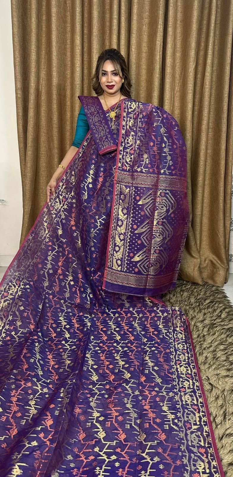 Soft Zari Dhakai Jamdani Saree Cotton Silk Saree - Rebistore