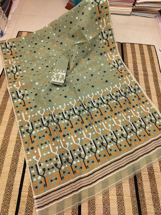 Woven Design Dhakai Jamdani saree - Rebistore