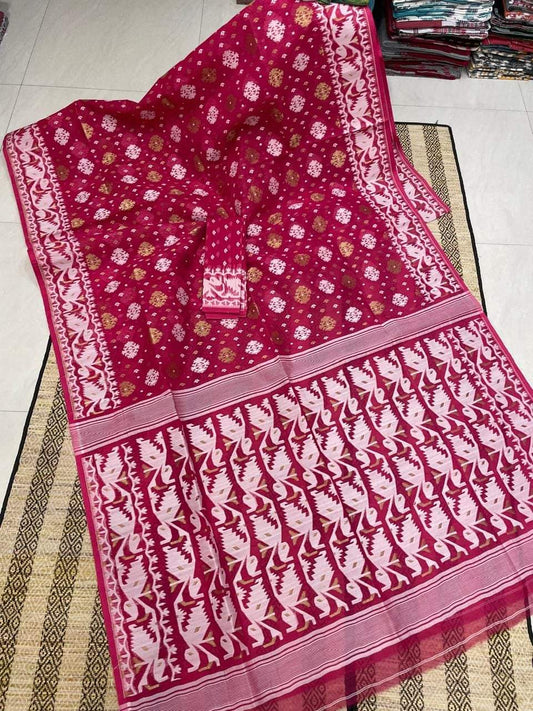 Woven Design Dhakai Jamdani Saree Blouse piece available - Rebistore