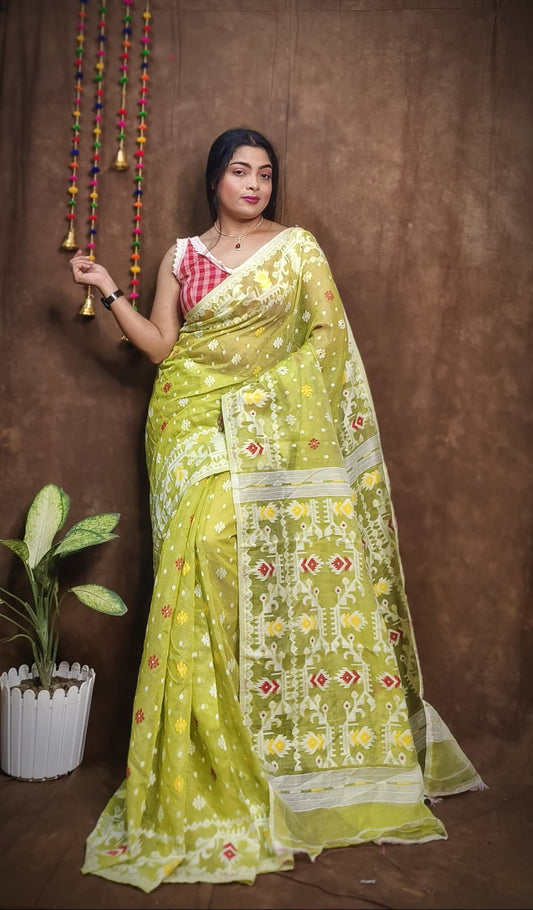 WOVEN DESIGND DHAKAI JAMDANI SAREE - Rebistore