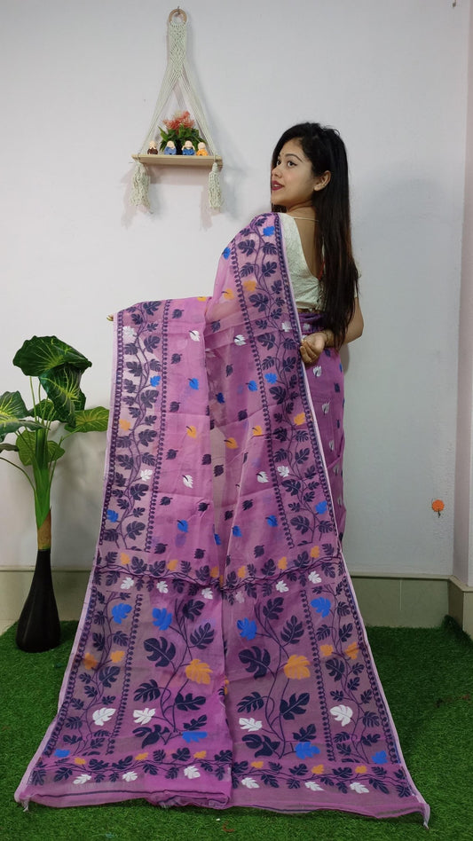 WOVEN DESIGND DHAKAI JAMDANI SAREE - Rebistore