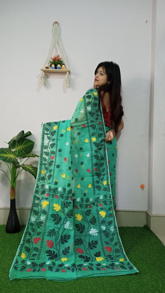 WOVEN DESIGND DHAKAI JAMDANI SAREE - Rebistore