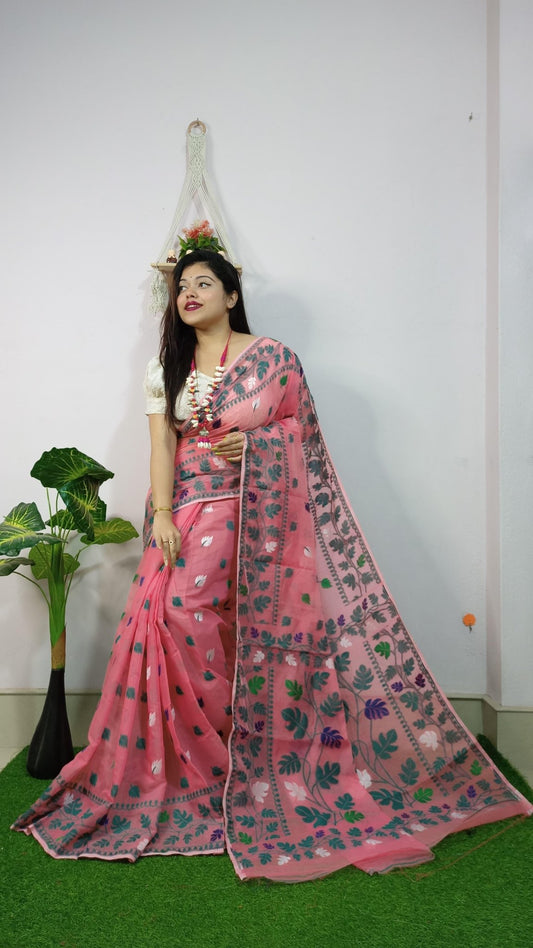 WOVEN DESIGND DHAKAI JAMDANI SAREE - Rebistore