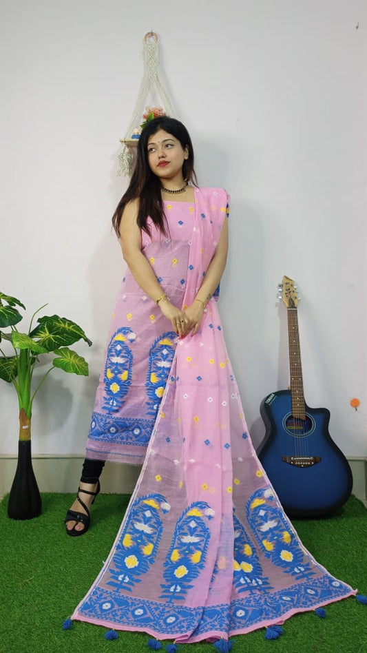 Woven Jamdani Kurta Dupatta Sets - Rebistore