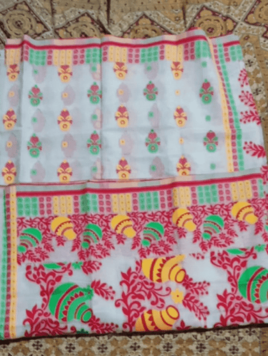 Woven Jamdani Saree Color White - Rebistore