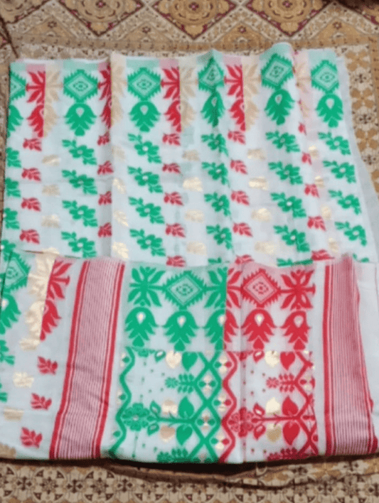 Woven Jamdani Saree Color White - Rebistore