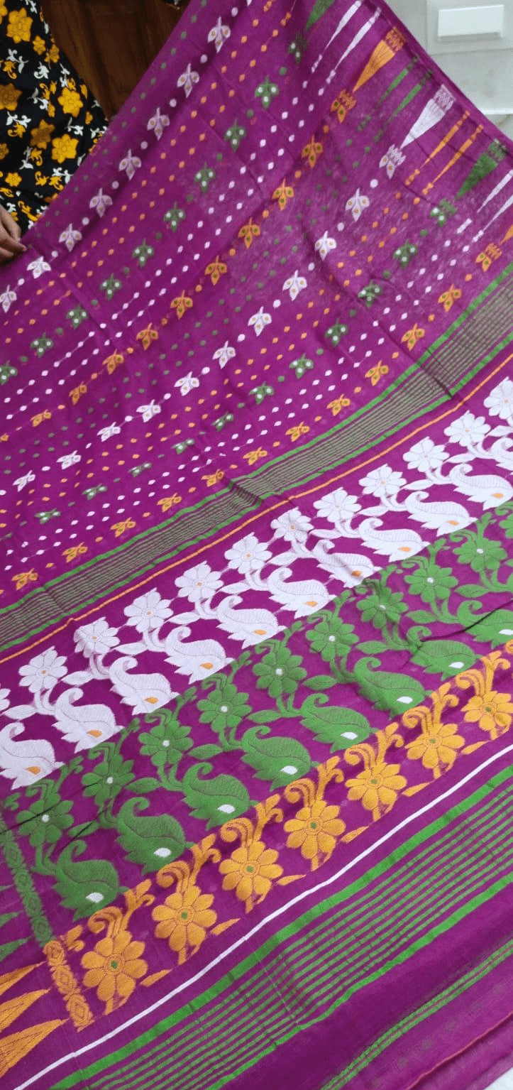 Woven Soft Jamdani Cotton Silk Saree - Rebistore