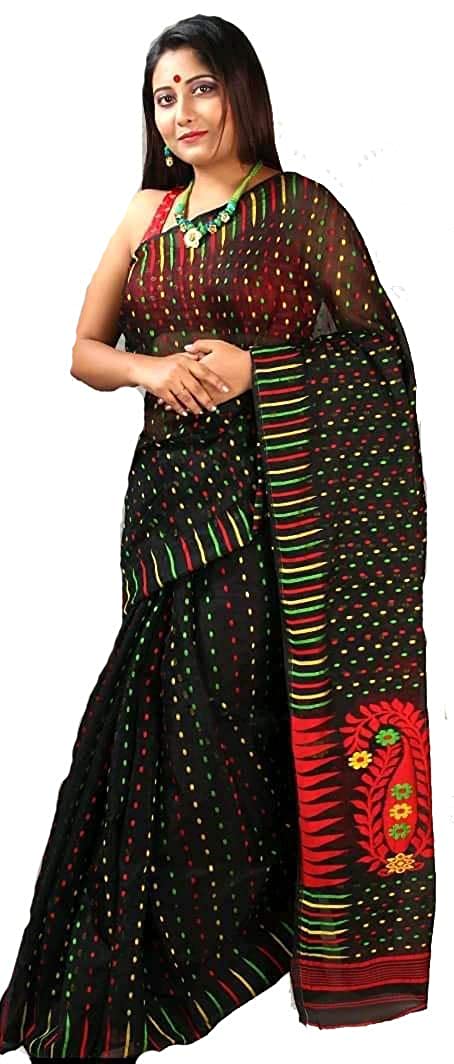 Best Qualty Hazar Buti Jamdani Saree Color Black - Rebistore