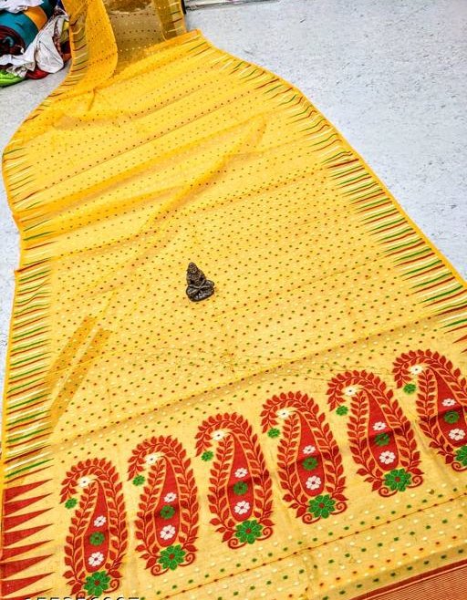 Best Qualty Hazar Buti Jamdani Saree Color Yellow - Rebistore
