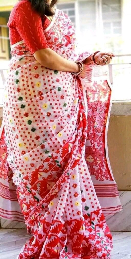 Bodhuboron soft dhakai jamdani Saree Color White - Rebistore