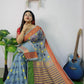 Woven Design Soft Dhakai Jamdani Saree Cotton Silk