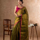 Airy Organic Tissue Silk Saree in Olive Green - Rebistore