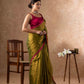 Airy Organic Tissue Silk Saree in Olive Green - Rebistore