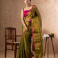 Airy Organic Tissue Silk Saree in Olive Green - Rebistore
