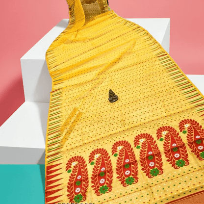 Best Qualty Hazar Buti Jamdani Saree Color Yellow - Rebistore
