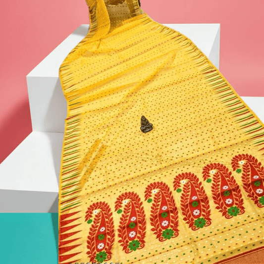 Best Qualty Hazar Buti Jamdani Saree Color Yellow - Rebistore
