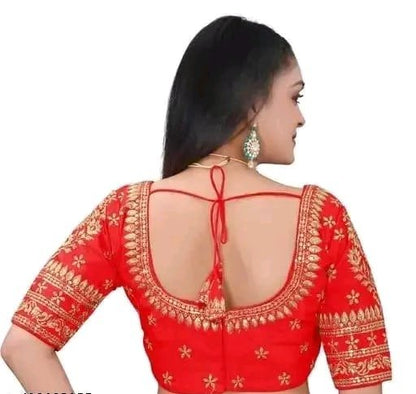Classic Women Design Embroidered Blouses Color Red - Rebistore