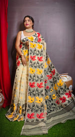 DESIGND DHAKAI JAMDANI SAREE COLOR BEIGE - Rebistore