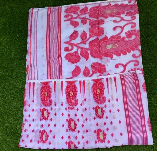 Jamdani Saree Cotton Silk Color White - Rebistore