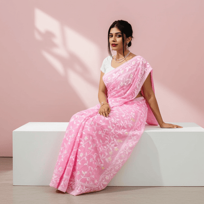 Soft Dhakai Jamdani Saree Cotton Silk Saree - Rebistore