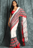 Women’s Cotton Handloom Saree Color White - Rebistore