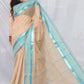 Women’s Cotton HandloomTaant Saree Colour Beige - Rebistore