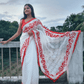 Women's Soft Dhakai Jamdani Saree Color Red White - Rebistore