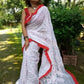 Women's Soft Dhakai Jamdani Saree Color Red White - Rebistore