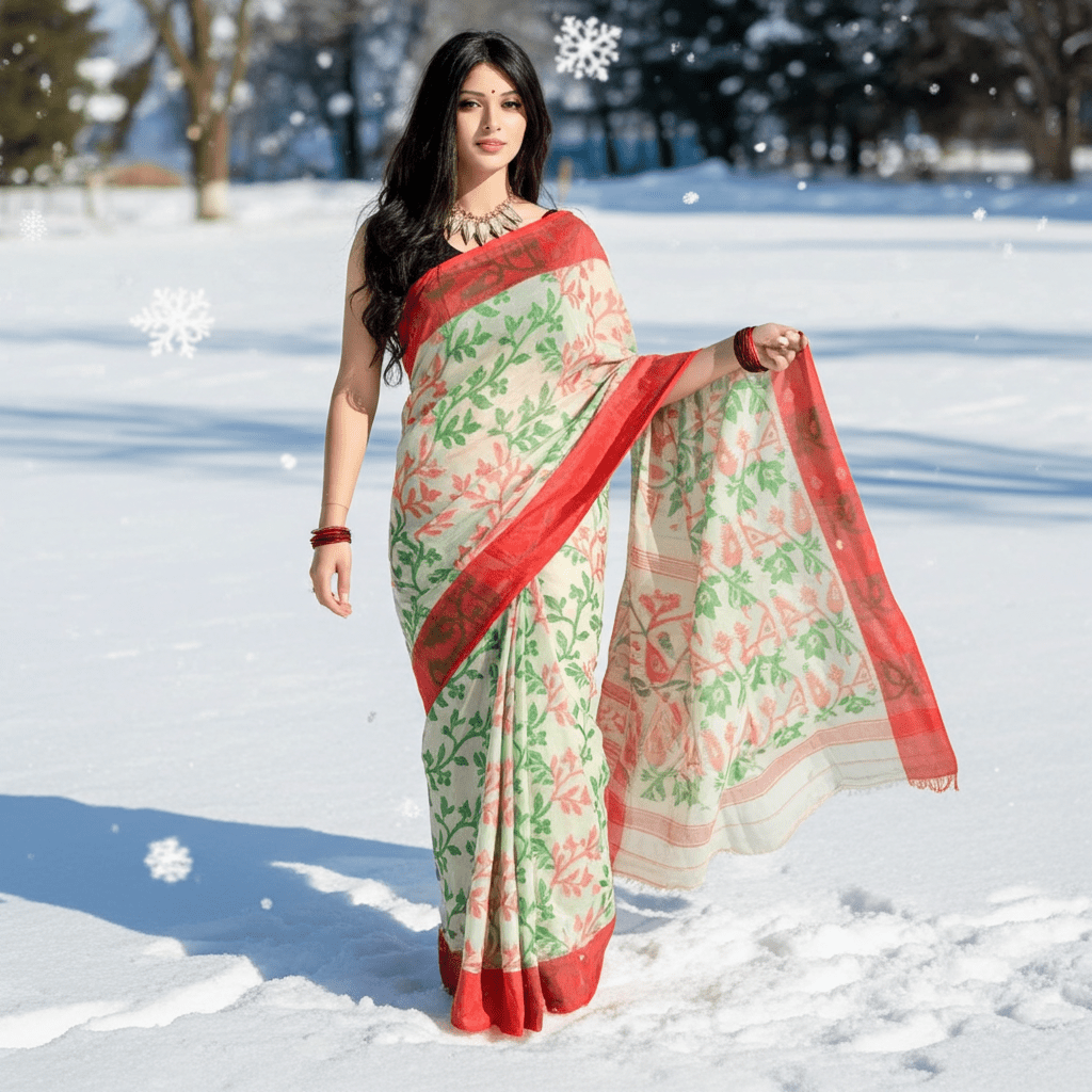 Woven Design Cotton Jamdani Saree - Rebistore