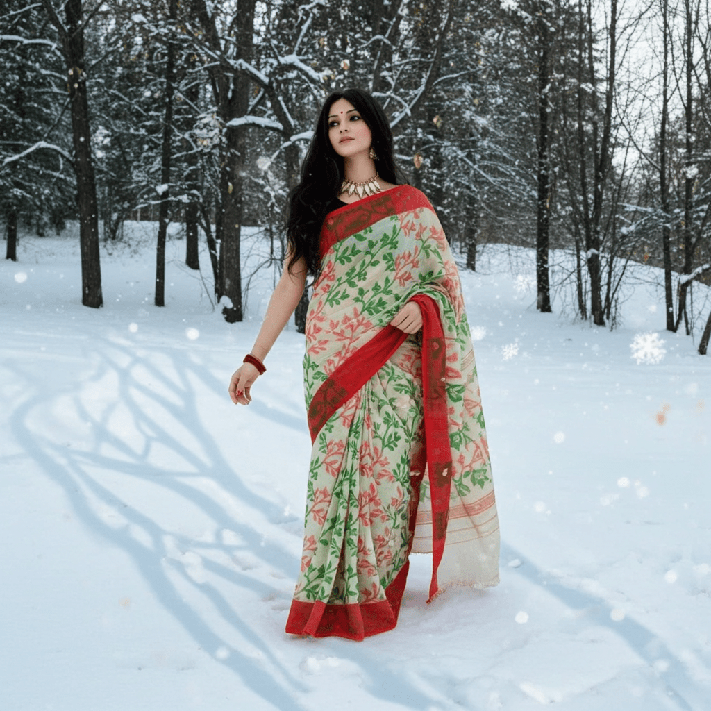 Woven Design Cotton Jamdani Saree - Rebistore