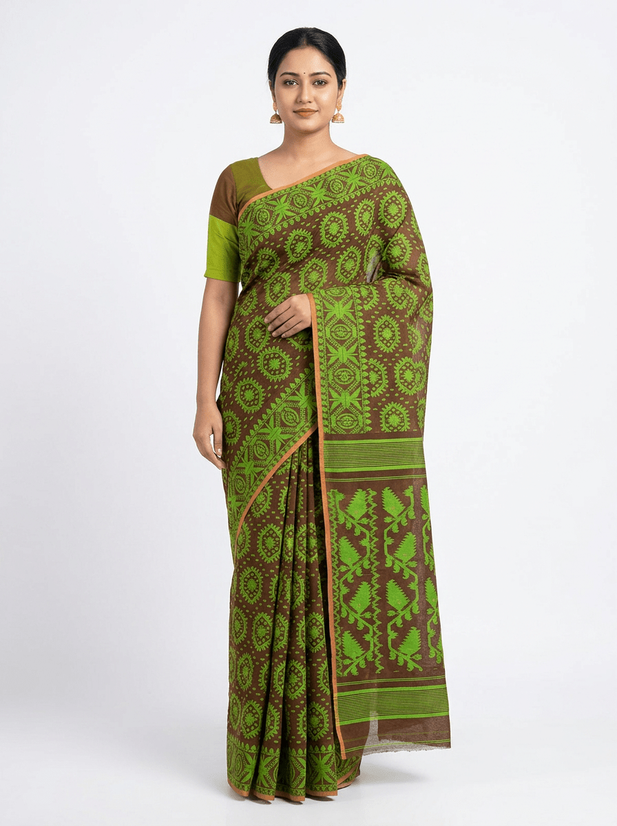 Woven Design Dhakai Jamdani saree - Rebistore