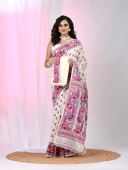 Woven Design Dhakai Jamdani saree - Rebistore