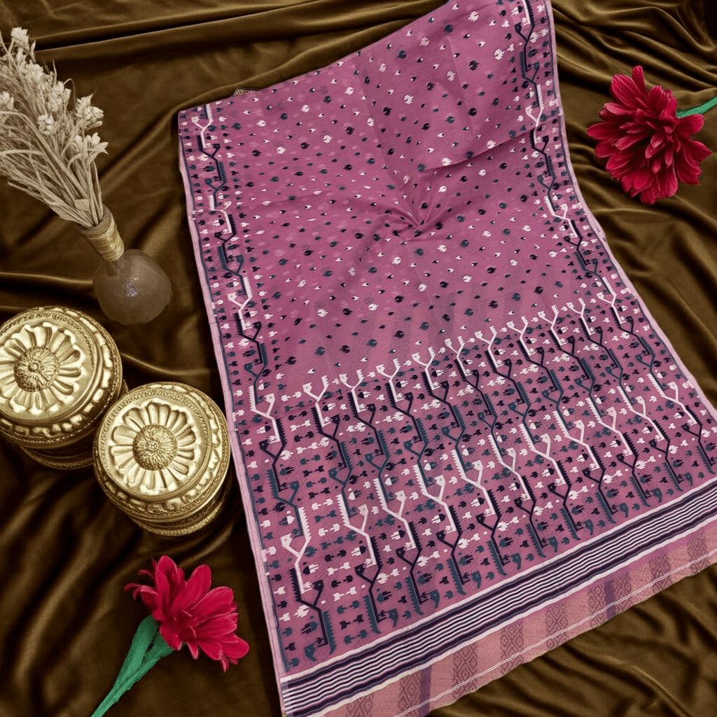 Woven Design Dhakai Jamdani saree - Rebistore
