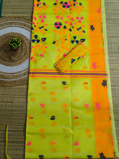 Woven Design Dhakai Jamdani saree with blouse piece - Rebistore