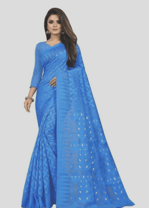 Woven Design Jamdani Saree Color Aqua blue - Rebistore