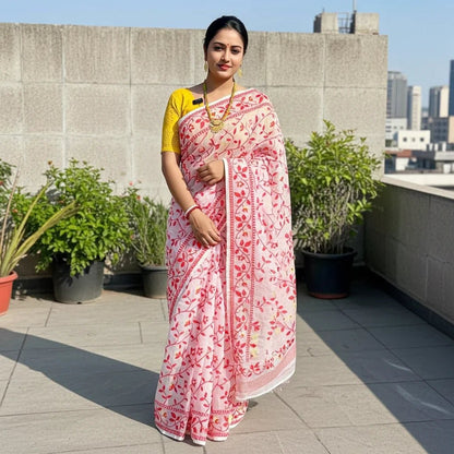 Woven Design Jamdani Saree Color White - Rebistore