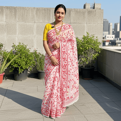 Woven Design Jamdani Saree Color White - Rebistore