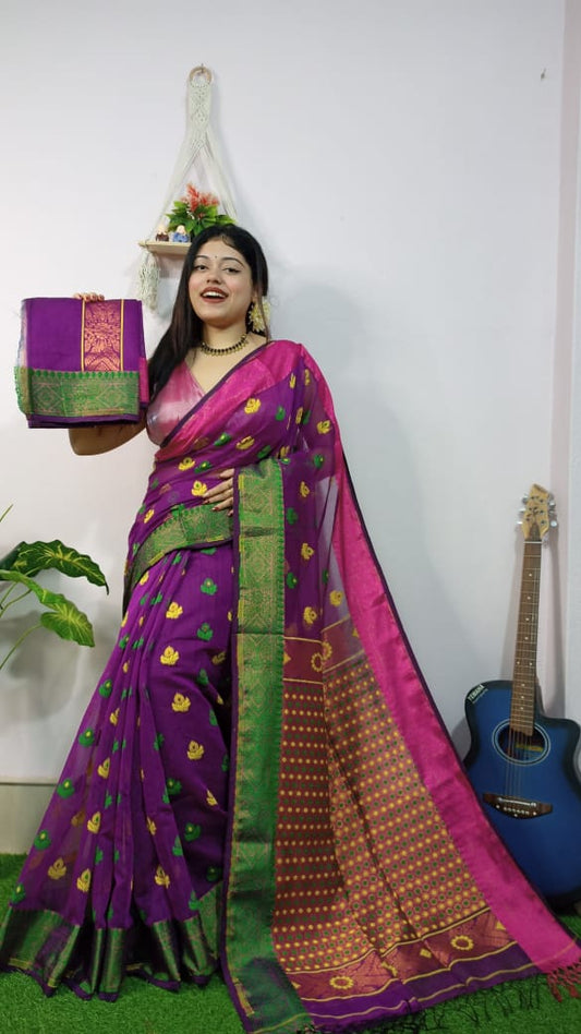 Woven Design Soft Dhakai Jamdani saree - Rebistore