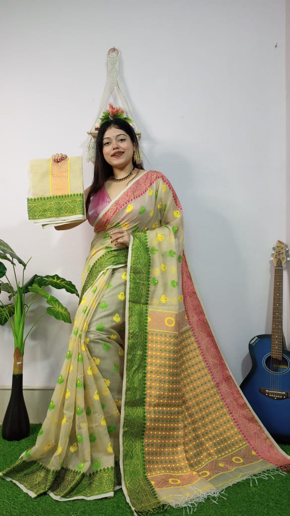 Woven Design Soft Dhakai Jamdani saree - Rebistore