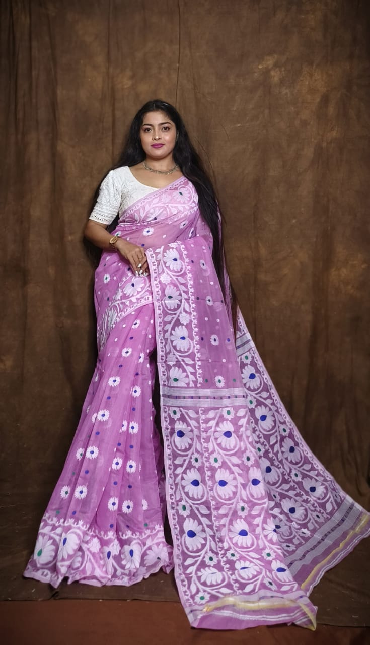 Woven Design Soft Dhakai Jamdani saree - Rebistore