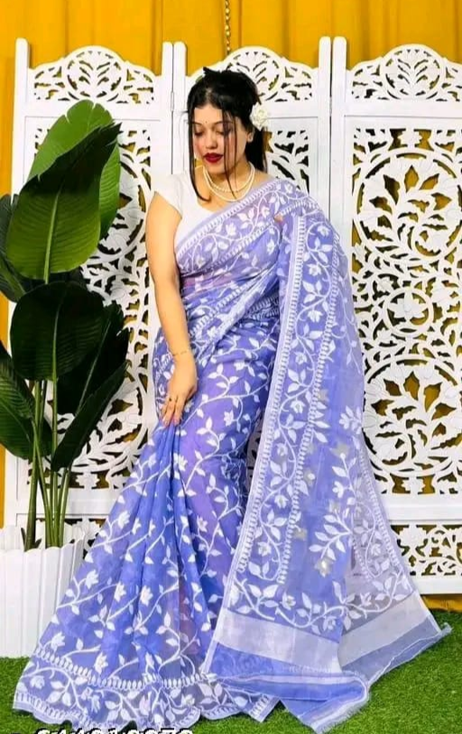 Woven Design Soft Dhakai Jamdani saree - Rebistore