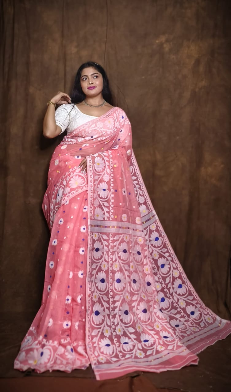 Woven Design Soft Dhakai Jamdani saree - Rebistore