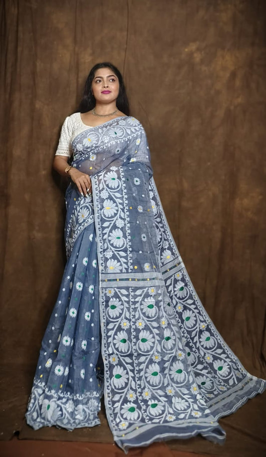 Woven Design Soft Dhakai Jamdani saree - Rebistore