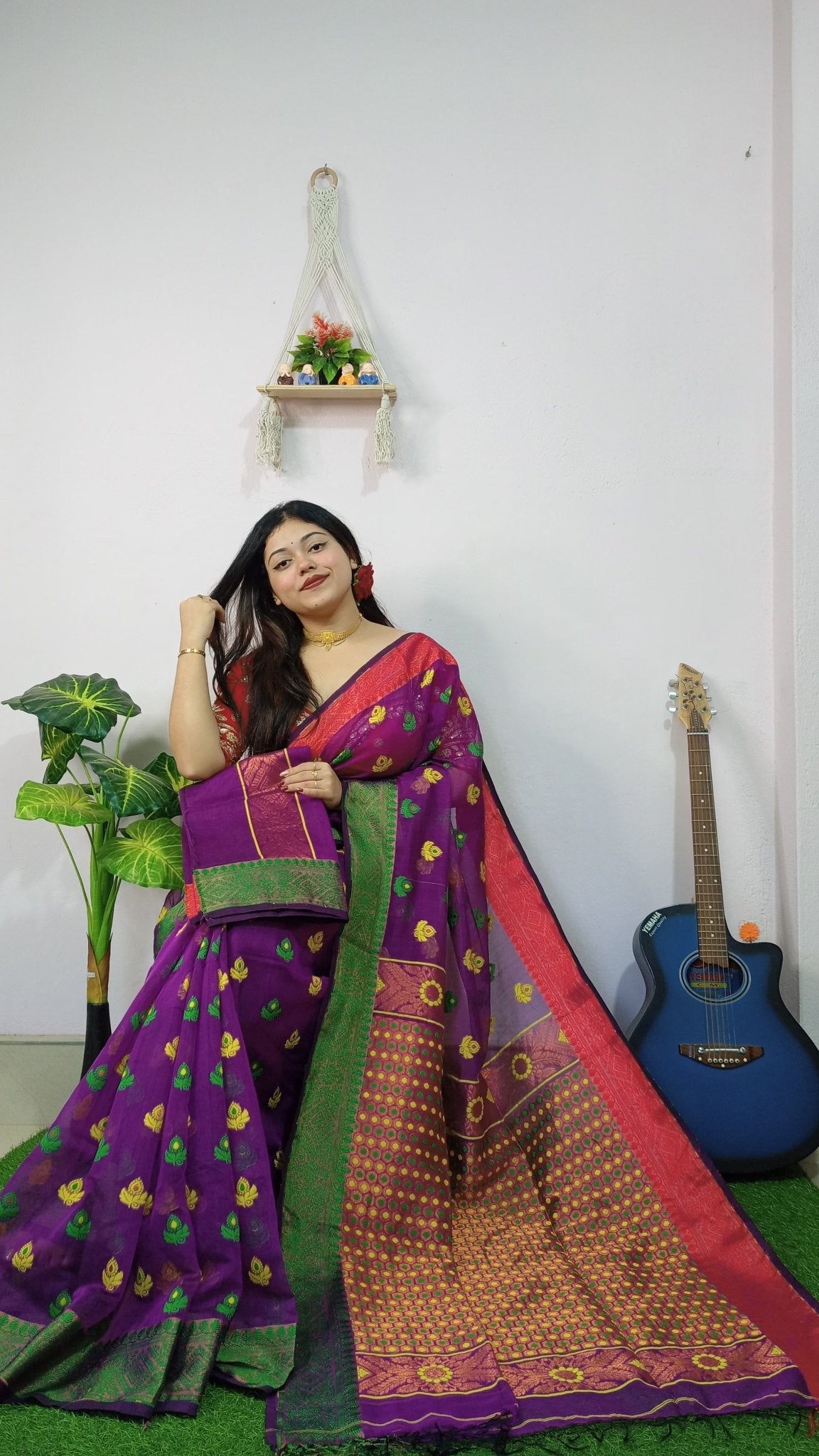 Woven Design Soft Dhakai Jamdani saree - Rebistore