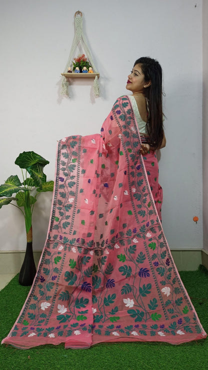 WOVEN DESIGND DHAKAI JAMDANI SAREE - Rebistore