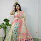 WOVEN DESIGND DHAKAI JAMDANI SAREE COLOR GARLIC WHITE - Rebistore
