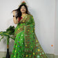 WOVEN DESIGND DHAKAI JAMDANI SAREE COLOR GREEN - Rebistore