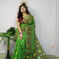 WOVEN DESIGND DHAKAI JAMDANI SAREE COLOR GREEN - Rebistore