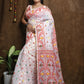 WOVEN DESIGND DHAKAI JAMDANI SAREE COLOR WHITE - Rebistore