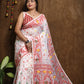WOVEN DESIGND DHAKAI JAMDANI SAREE COLOR WHITE - Rebistore